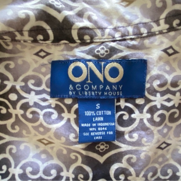 ONO & Company by Liberty House Purple Aloha Hawaiian Collared Shirt Men S Small - Picture 4 of 5